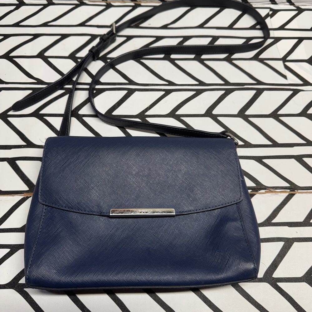 Tumi Marianne Navy Coated Canvas Crossbody Bag
